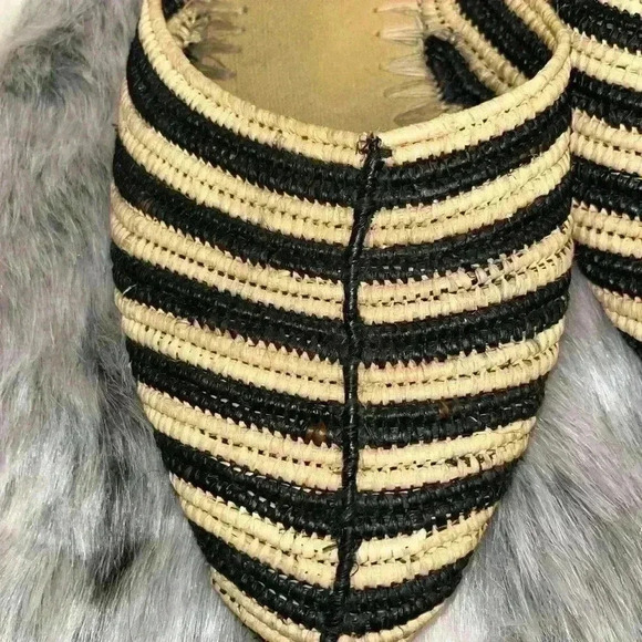 Proud Mary Raffia Slip On Shoes wicker black tan sz 8 - Picture 6 of 8